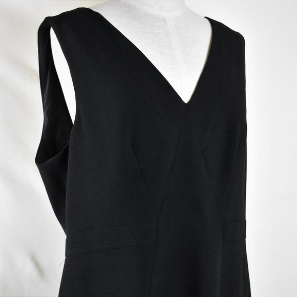 ADRIANNA PAPELL Dress 16 Black Lined Sleeveless Back Zipper V Cut Neck Line - Picture 3 of 6